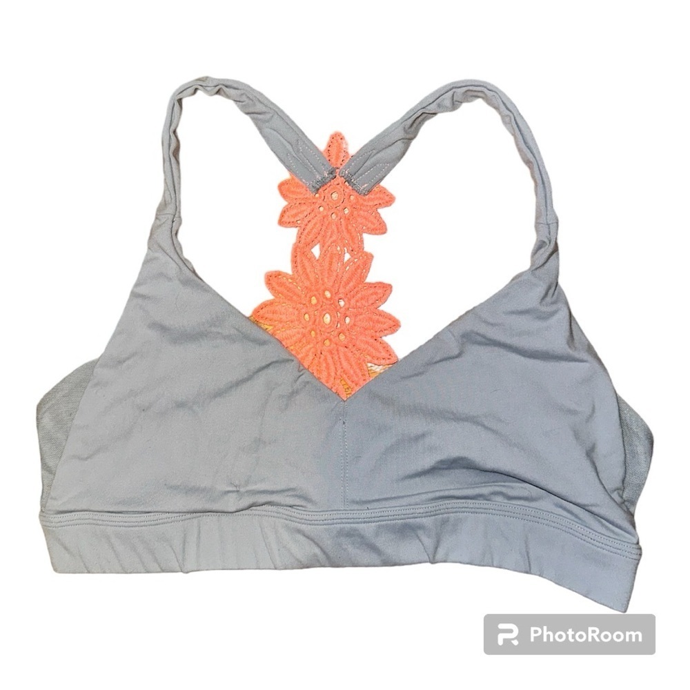 Aerie Grey and Coral Lace Racerback Bralette